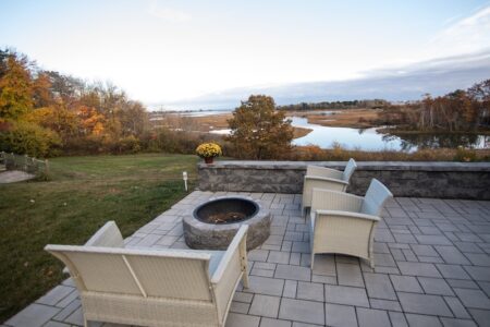 Patio with firepit - Suite 25 Ocean View Cottages and Campground, Wells Maine